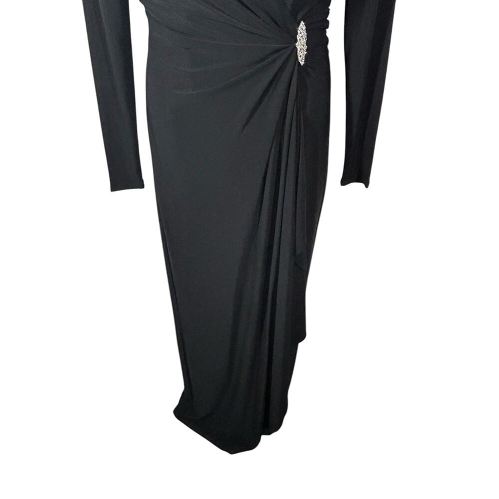 Lauren Ralph Lauren Black Long Sleeve Evening Gown Size 6 Formal - Picture 5 of 13